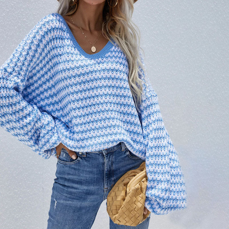 Casual Striped Knit Pullover