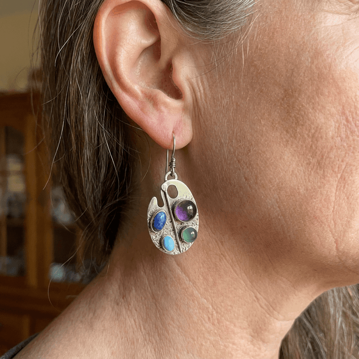 Artist Palette Gemstone Drop Earrings - Elena Harper