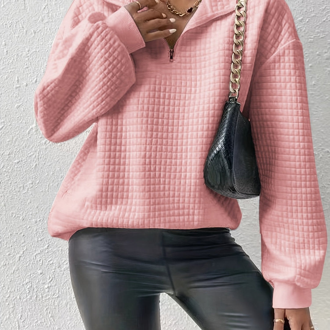 Adelina | Women's Quarter-Zip Textured Sweater with Relaxed Cut