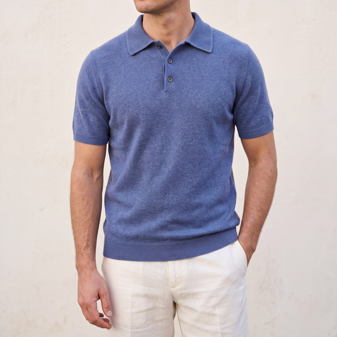 100% CASHMERE CLASSIC POLO SHIRT.