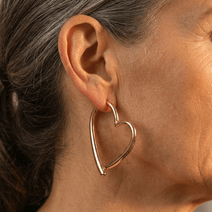 Elegant Polished Gold Plated Heart Hoop Earrings - Elena Harper