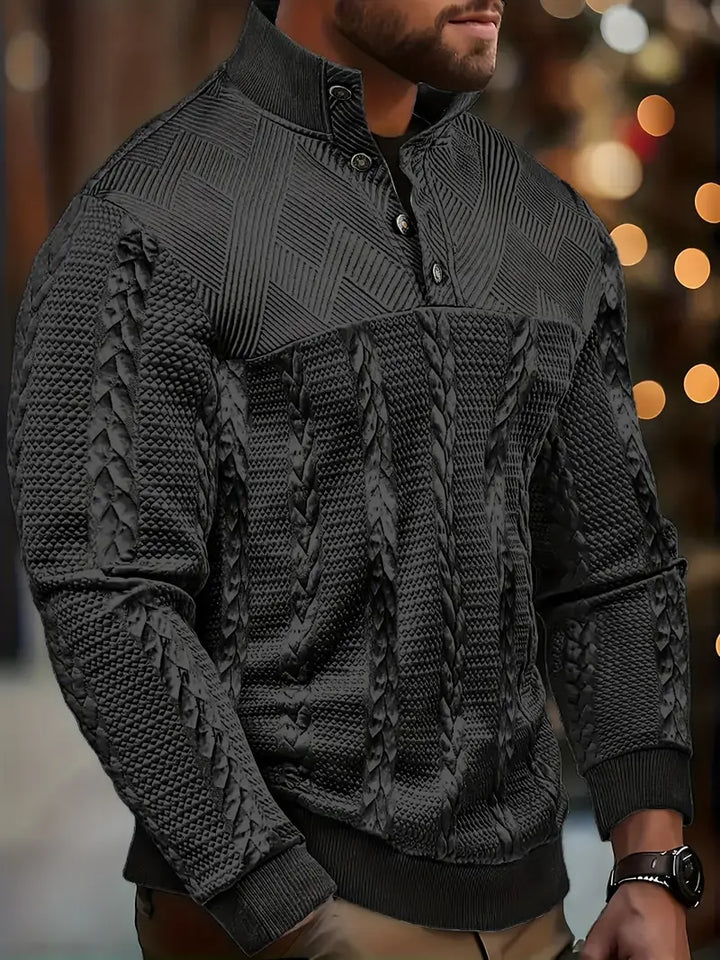 MASON – TEXTURED BUTTON-UP KNIT SWEATER