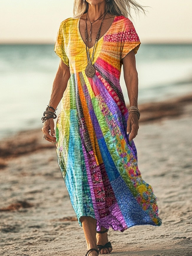 Bohemian Sun Design Dress - Elena Harper