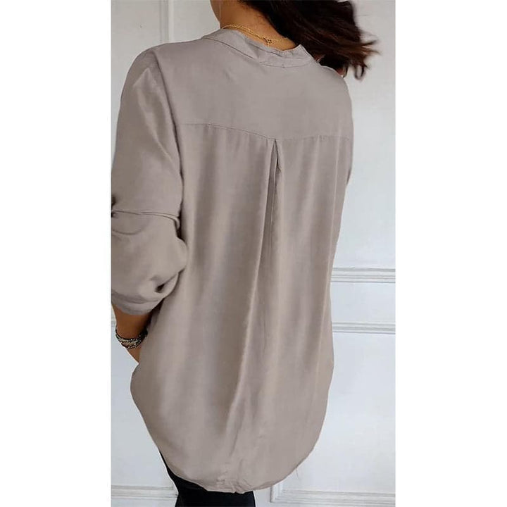Women's Sequin Trim Button-Up Shirt - Elegant & Versatile