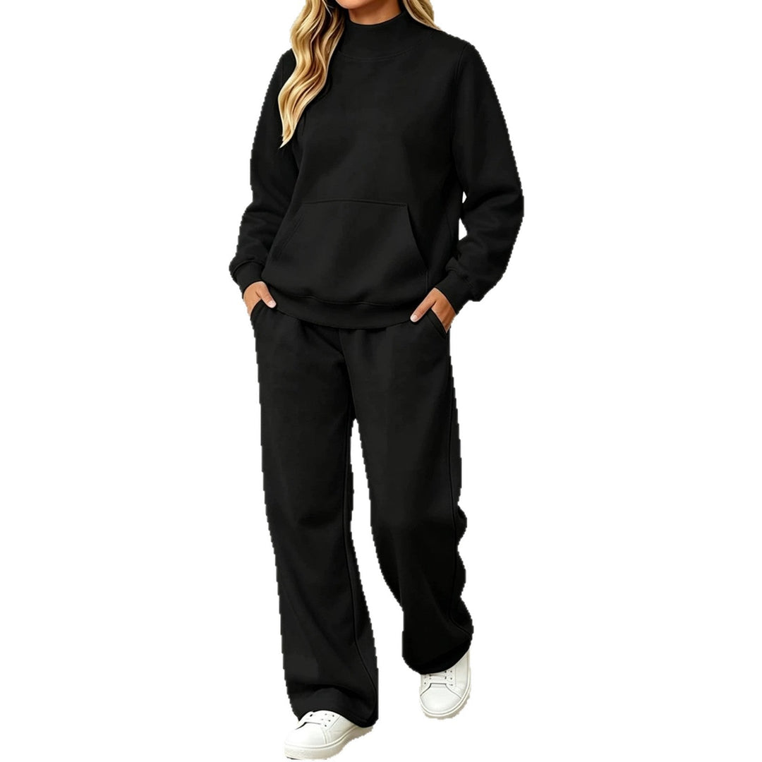 Women's Sweat Set with High Collar - Comfortable and Coordinated