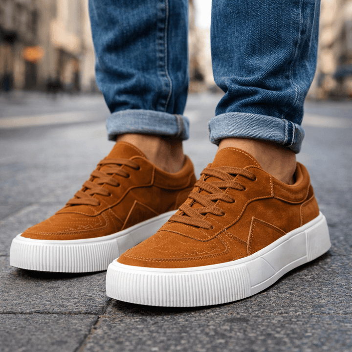 Aurelio Multicolored Suede Sneakers, view 5 - Elena Harper