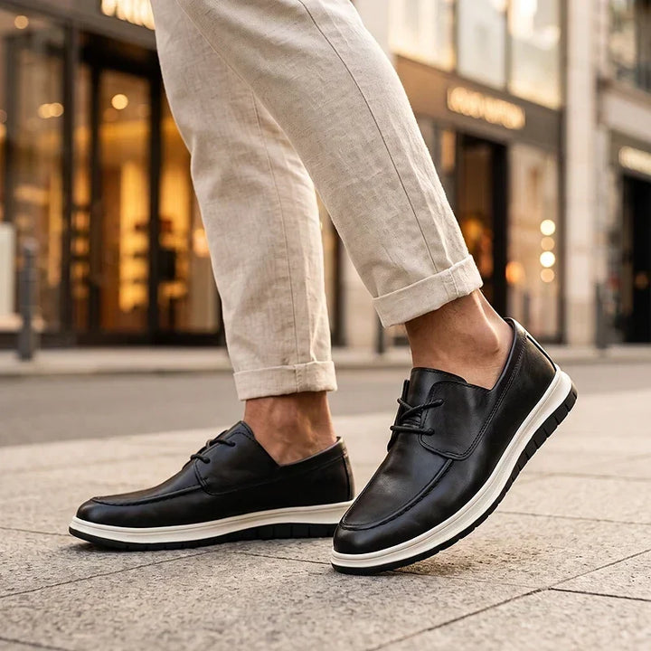 Elio Earth Tone Leather Sneakers, view 9 - Elena Harper