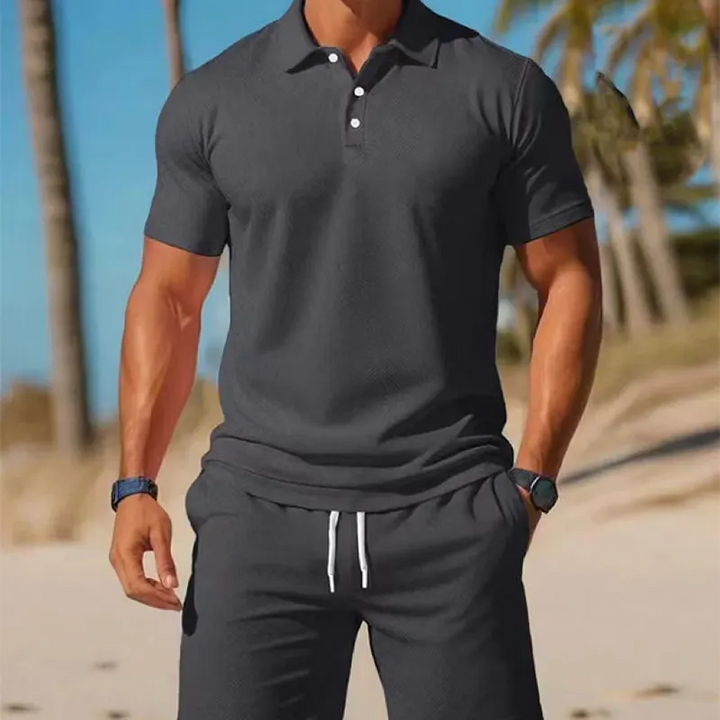 Men's Summer Set with Polo and Drawstring Shorts