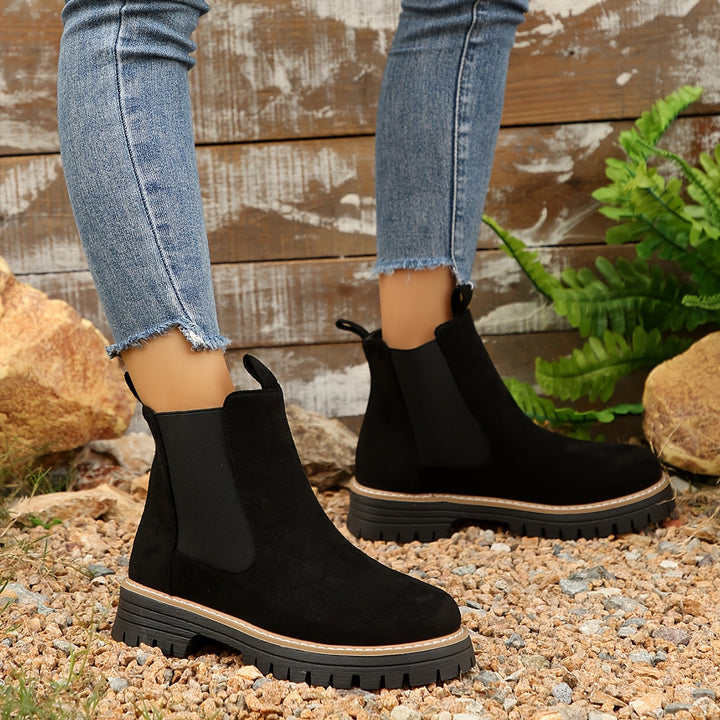 Women's Solid Color Ankle Boots with Thick Sole, view 7 - Elena Harper