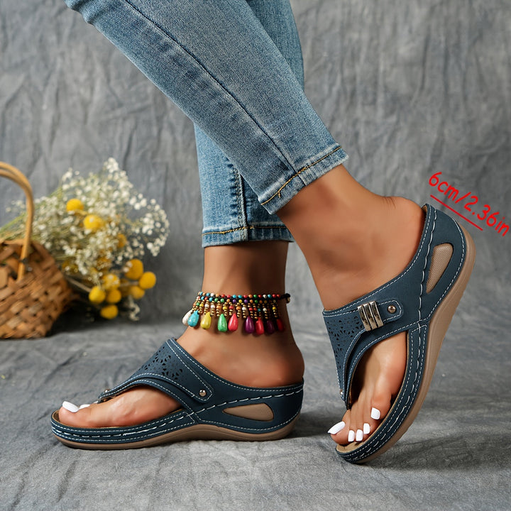 Platform wedge flip-flops adorned with pearls for women Montarello