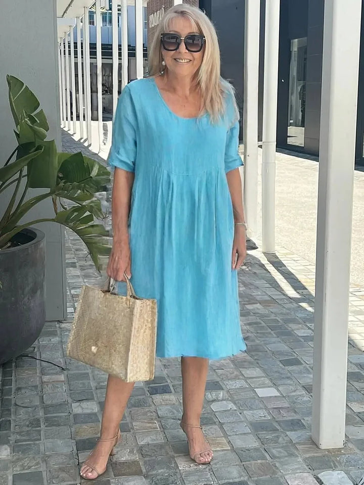 Noara Casual Cotton Pocket Tunic Dress - Elena Harper