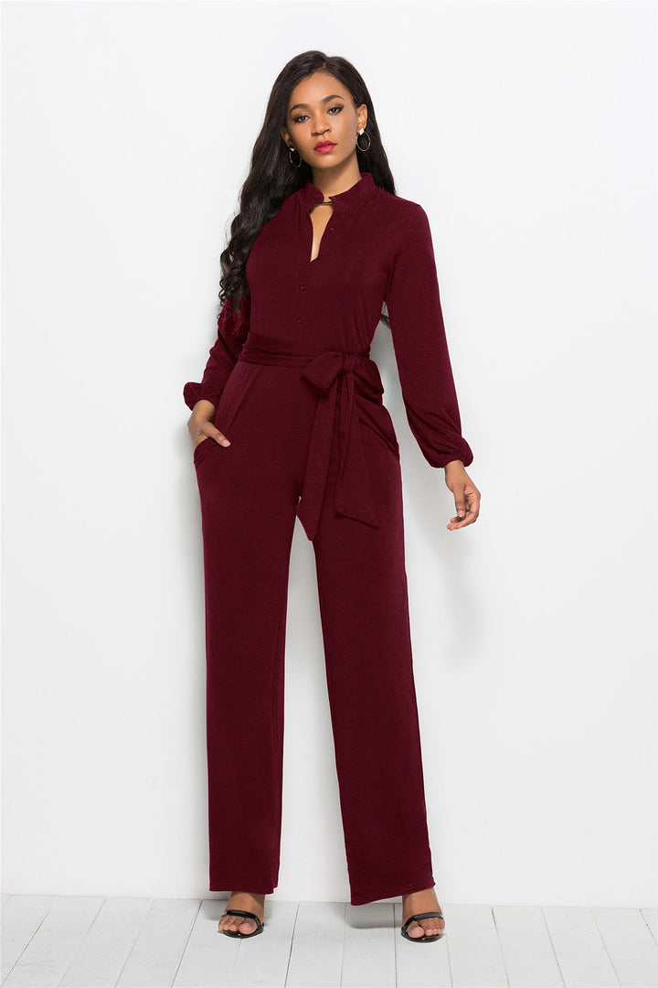 Women's Elegant Tailored Jumpsuit with Long Sleeves