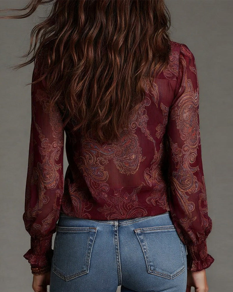 Demi Zip Ruffled Retro Blouse - Elena Harper