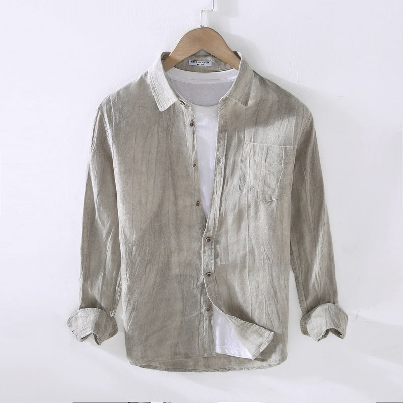 Men's Summer Long Sleeve Button-Up Shirt – Loose Fit