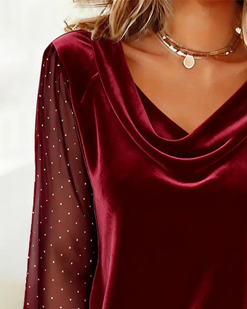Adriana Blouse with Draped Collar - Elena Harper