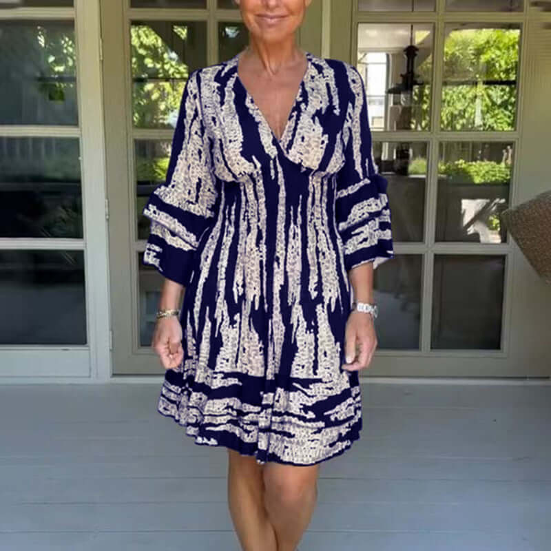 Printed Dress - Elegant Knee-Length