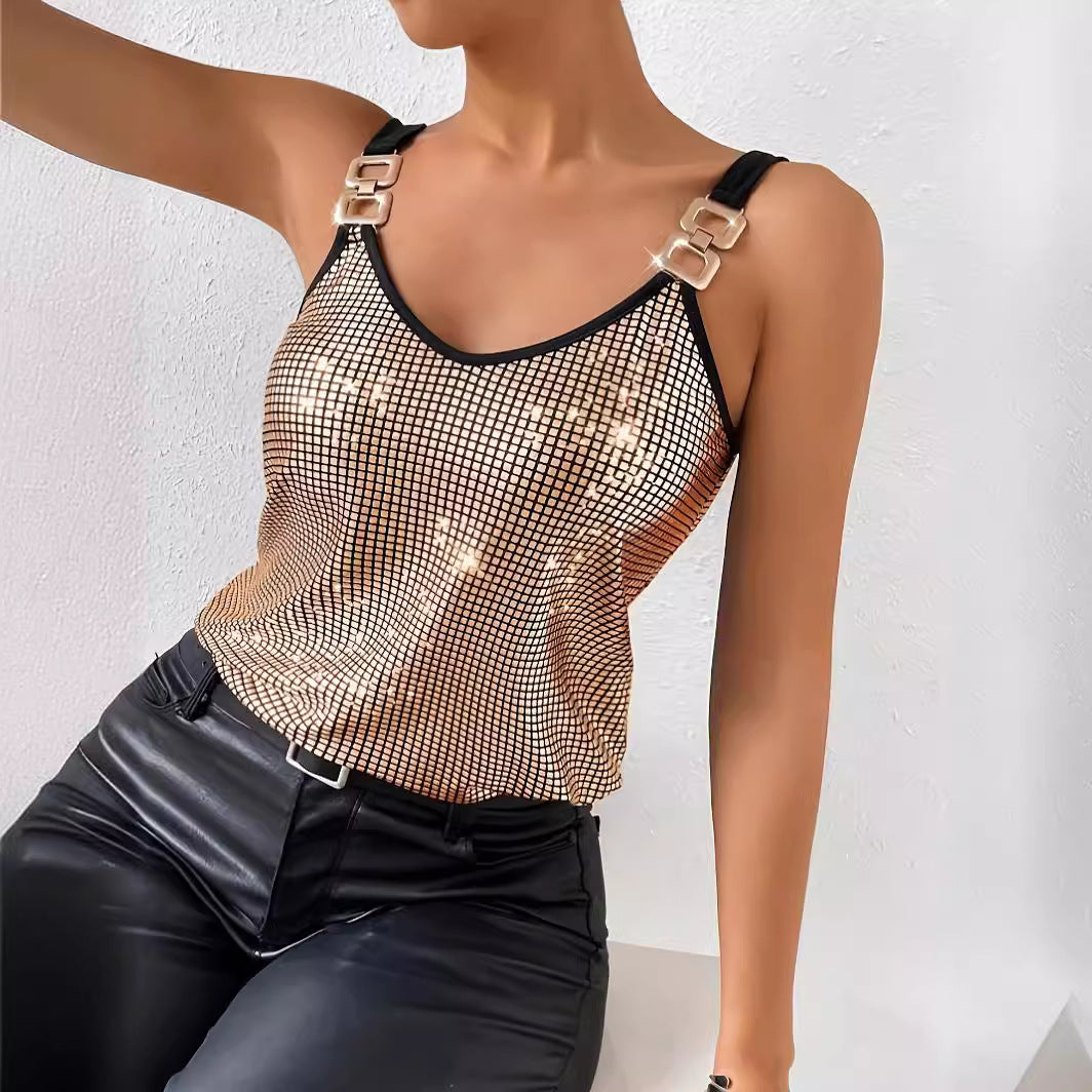 Sequin Top with Straps and Thin Straps for Women