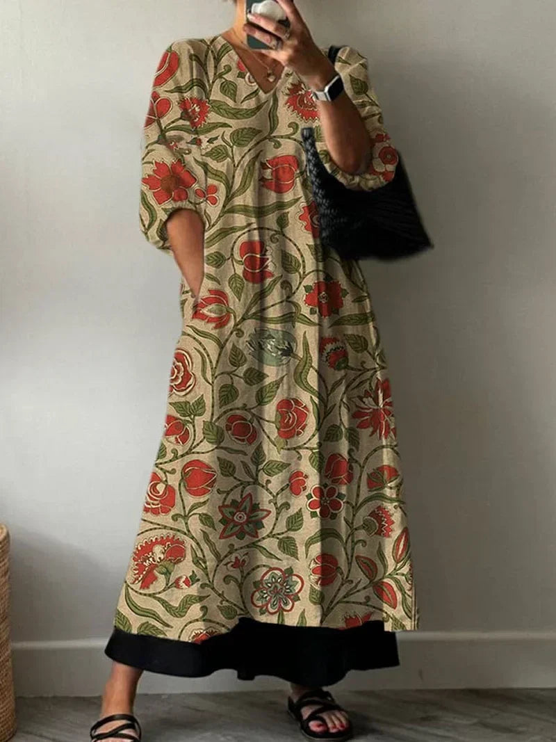 Elegant Dress with Tati Print - Elena Harper
