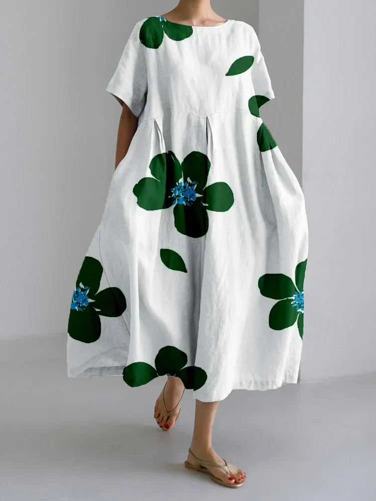 Ivy Elegant Nature-Inspired Flowing Botanical Midi Dress - Elena Harper