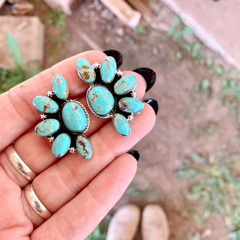 Bohemian Style Vintage Flowers Turquoise Earrings - Elena Harper