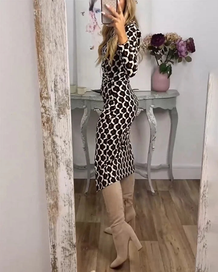 Isla Geometric Elegance Bodycon Dress - Elena Harper