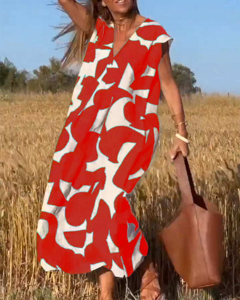 Sarinya Printed Dress With V-Neck - Elena Harper