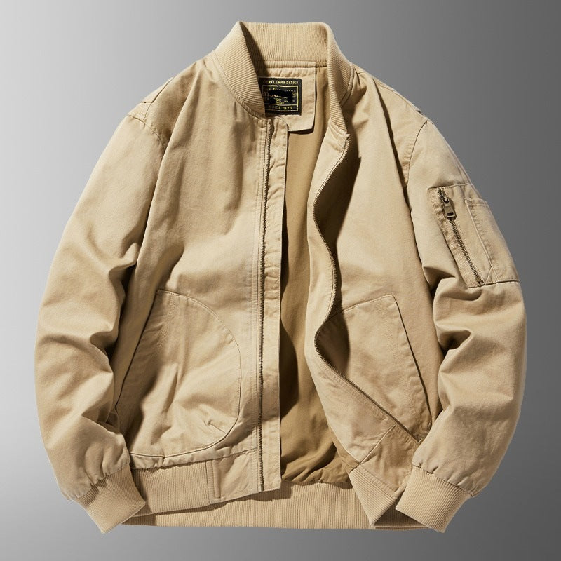 Premium Casual Bomber Jacket for Men – Loose Fit with Stand Collar