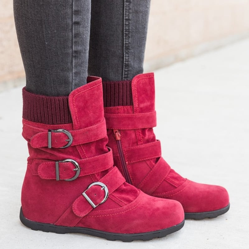 Adjustable Women's Boots with Suede Effect - Avenne