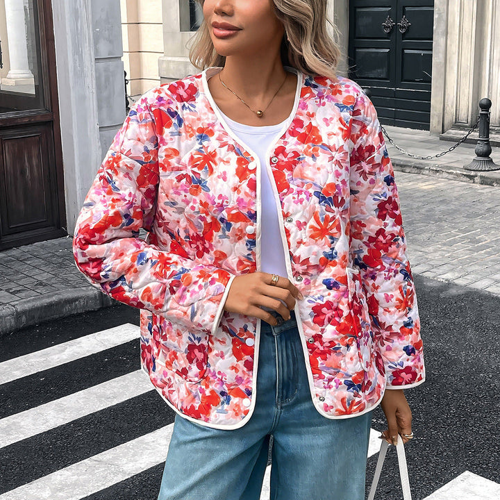 Women's Printed Button-Up Shirt with Pockets, Relaxed Fit
