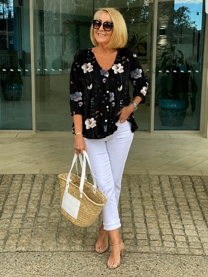 Elanna™ | Belly-Covering Floral Blouse