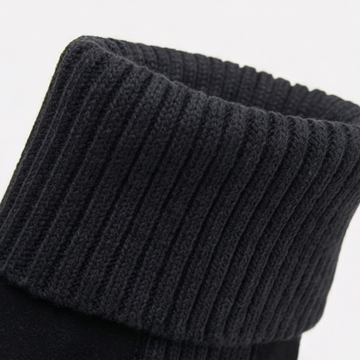 Cozella – Knit Cuff Suede Ankle Booties