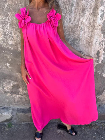 Floral Dress with U-Neck Timeless Elegance - Elena Harper