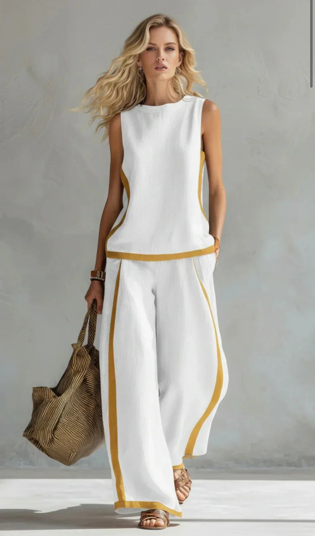 Women's Elegant Two-Piece Linen Blend Set