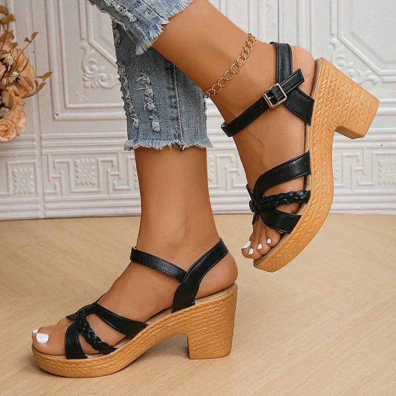 Bella | Stylish Braided Strap Heeled Sandals
