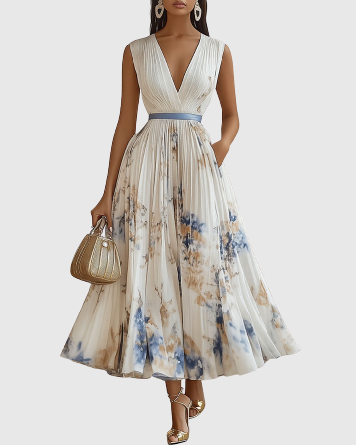 Rowella Elegant Pleated Maxi Dress - Elena Harper