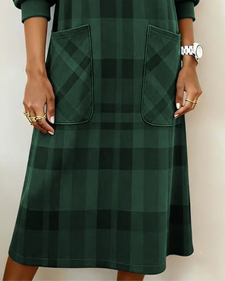 Kathrine Elegant Plaid Dress - Elena Harper