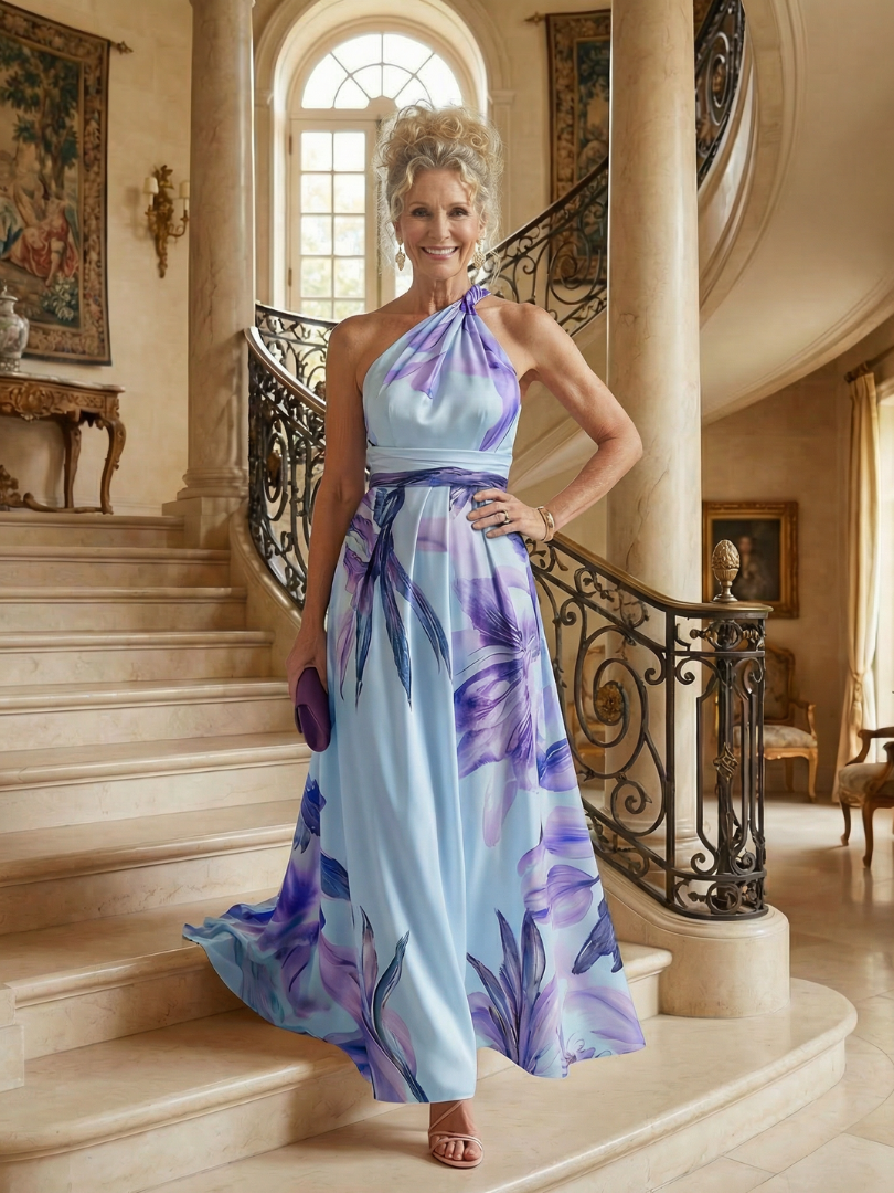 Amiel Lightweight Floral Maxi Dress American Cut Sleeveless - Elena Harper