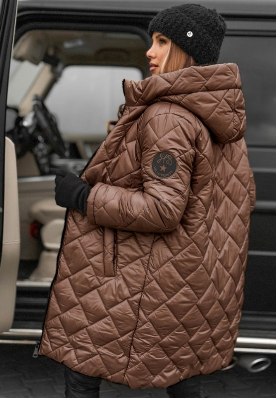 Women's Diamond Quilted Jacket with Hood – Stylish & Comfortable