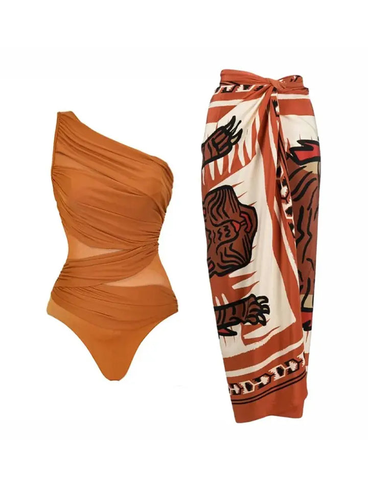 One-Shoulder Monokini Swimsuit Set - Elena Harper