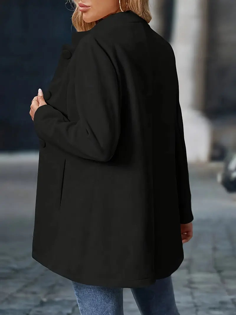 Manon Elegant Buttoned High Collar Jacket, view 7 - Elena Harper