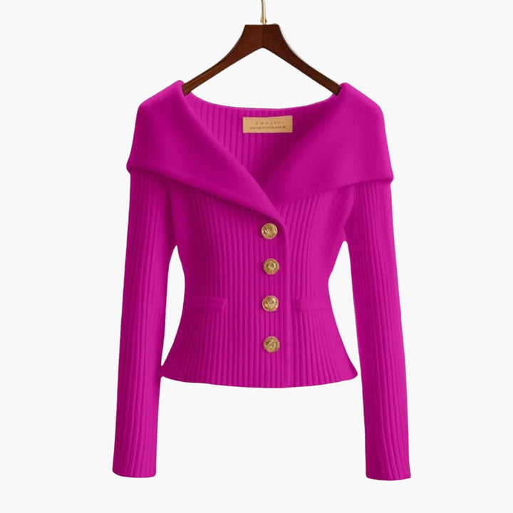 Elegant Short Ribbed Cardigan for Women – Comfortable Buttoned Knit