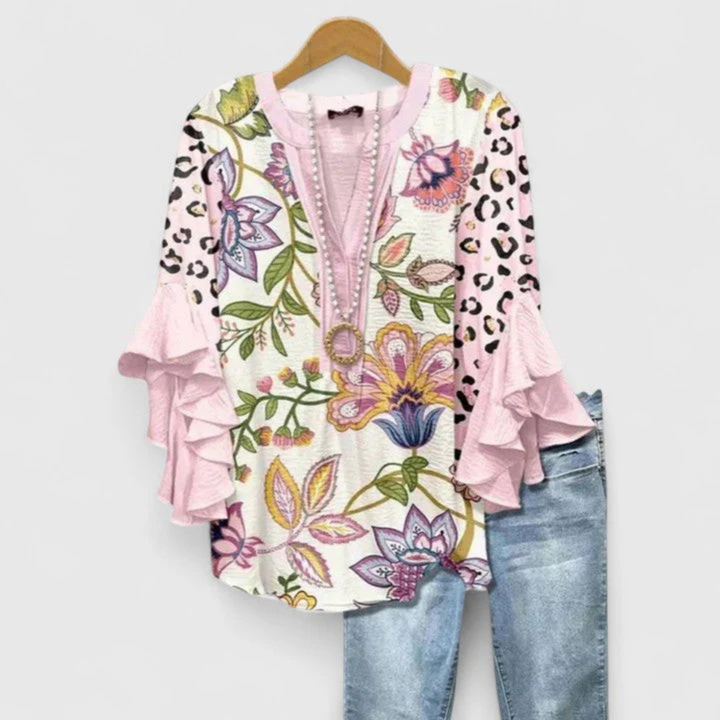 Viviane | Women's Floral Ruffle Sleeve Casual Top