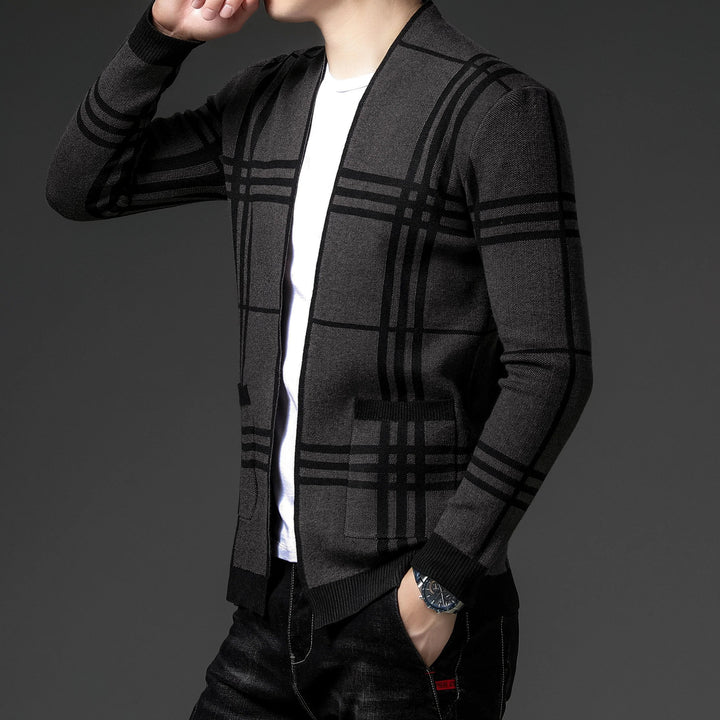 ELENA HARPER™  |  CHECKED KNIT CARDIGAN FOR MEN