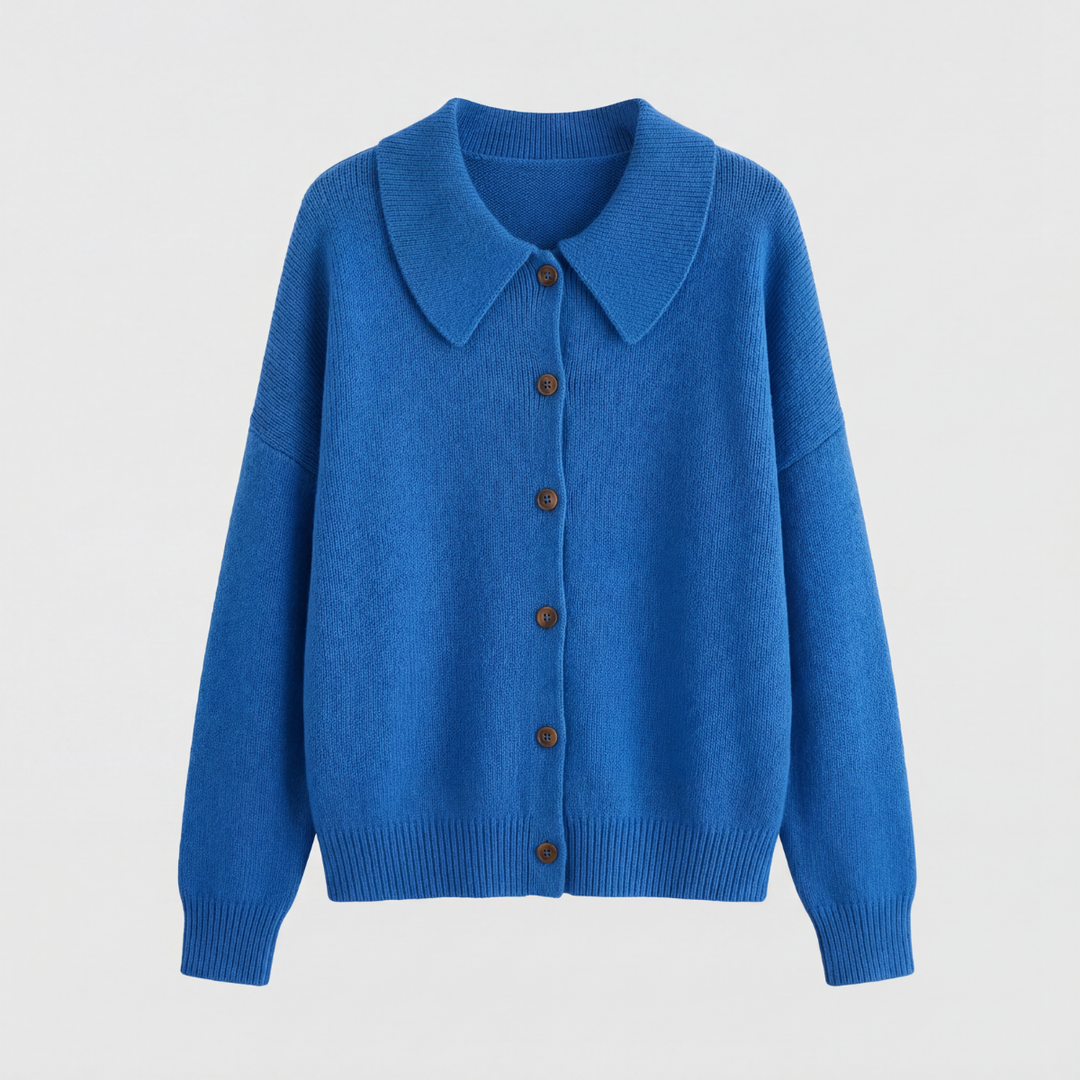 Collete Women's Soft Knit Cardigan with Peter Pan Collar - Elena Harper