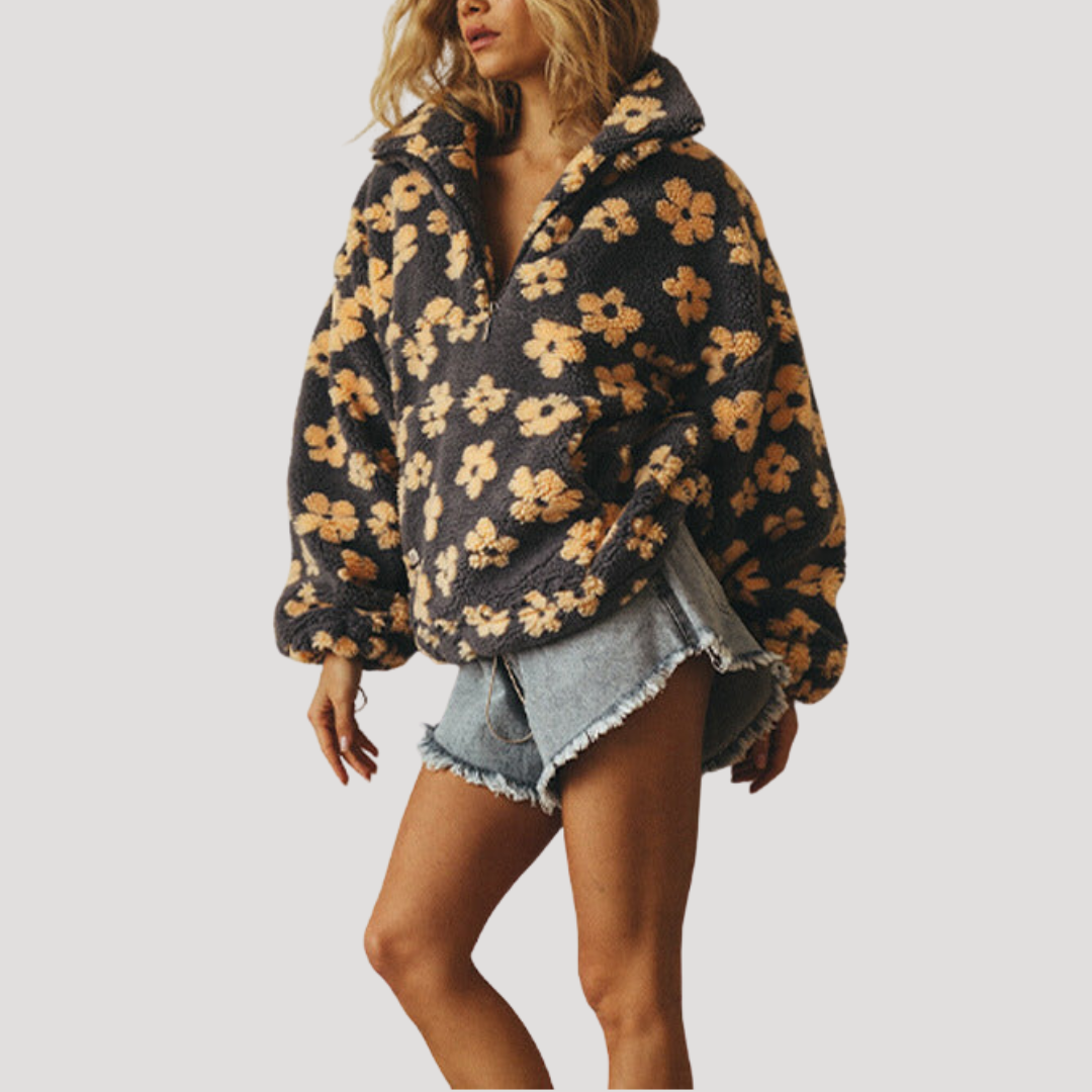 Women's Floral Pull-Over Demi-Zip