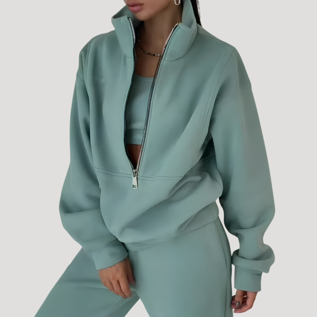 Women's Half-Zip Sweatshirt and Pants Set