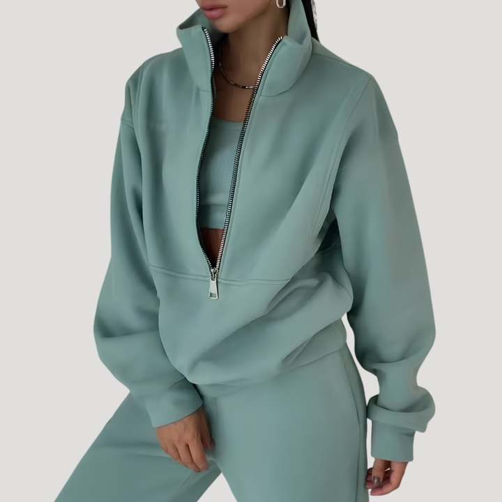 Women's Half-Zip Sweatshirt and Pants Set