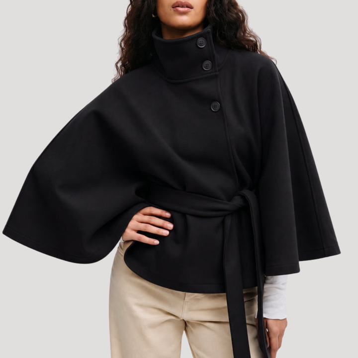 Women's Cape Coat with High Collar
