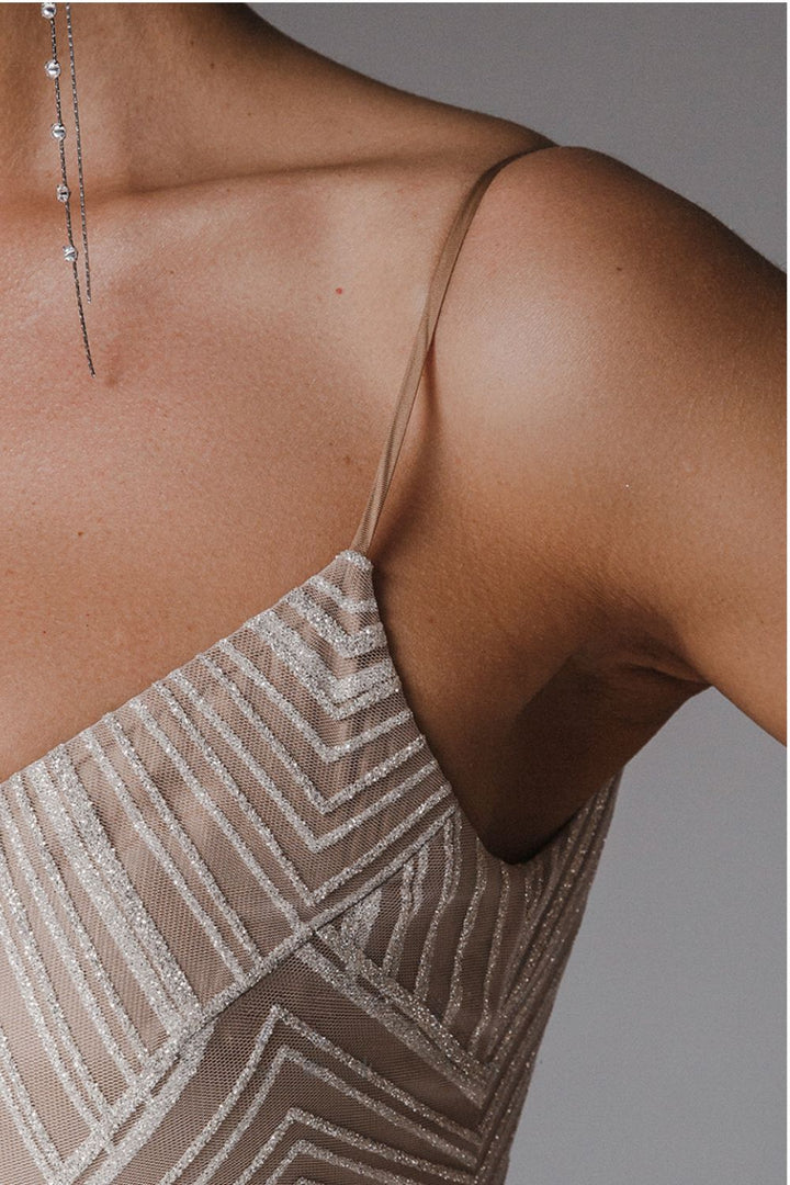 Vela - Stylish V neck Strap A line dress
