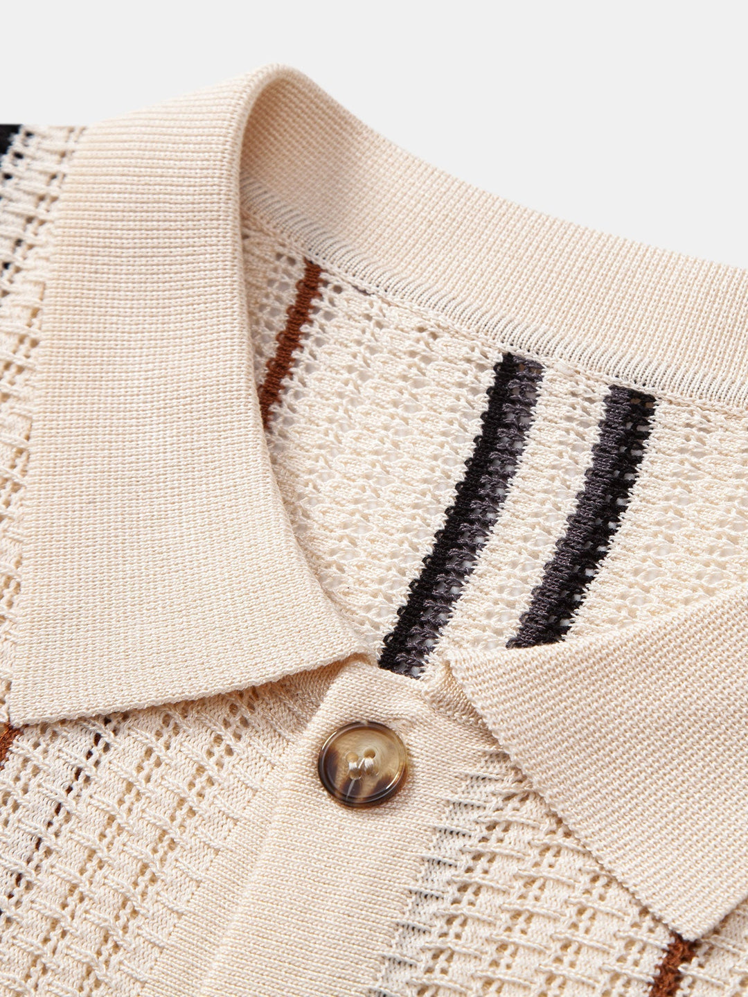 CROCHET STRIPED SHIRT WITH BUTTONS & STRAIGHT LEG LINEN PANTS